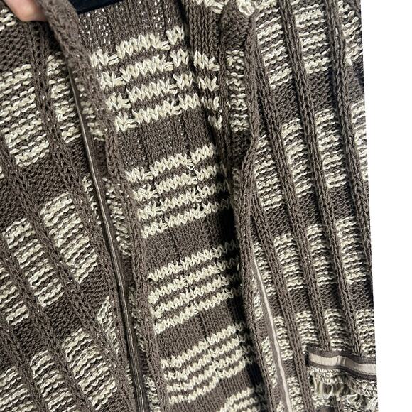 Chico’s Striped Knit Cardigan Sweater Brown Tan Striped 2/Large - Picture 7 of 8